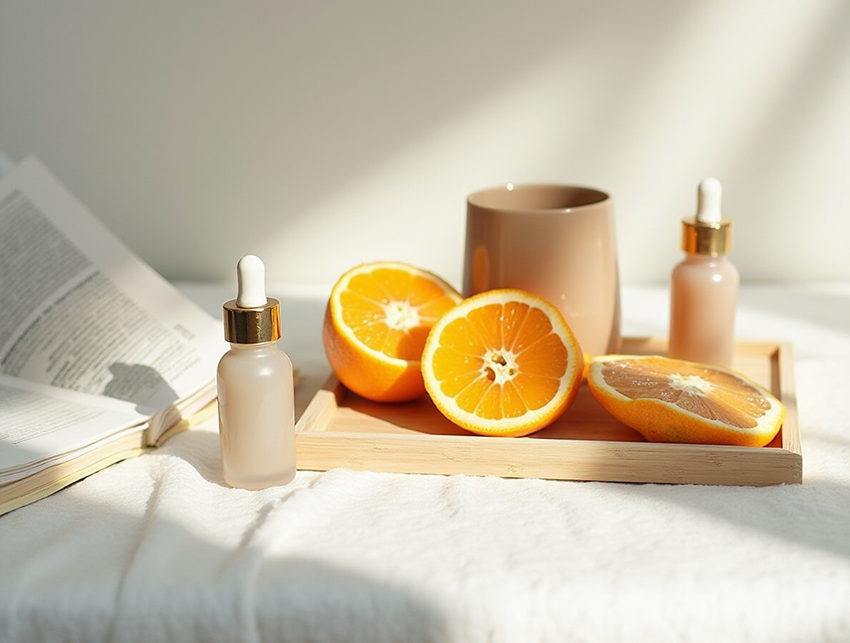 a_soft_sunny_flat-lay_of_a_breakfast_tray_or_white_desk_with_orange_slices_a_glass_of_water